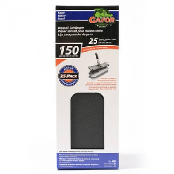 Gator 4261 Precut Drywall Sandpaper, 150 Grit, 4.25" x 11.25" Bed